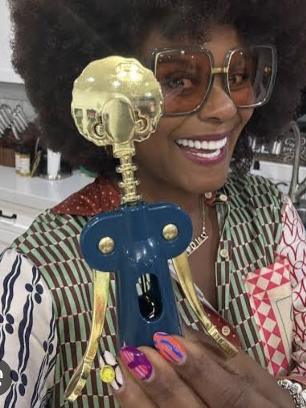 Tabitha Brown's Afro (named DONNA) Lever-Style Corkscrew Wine Opener